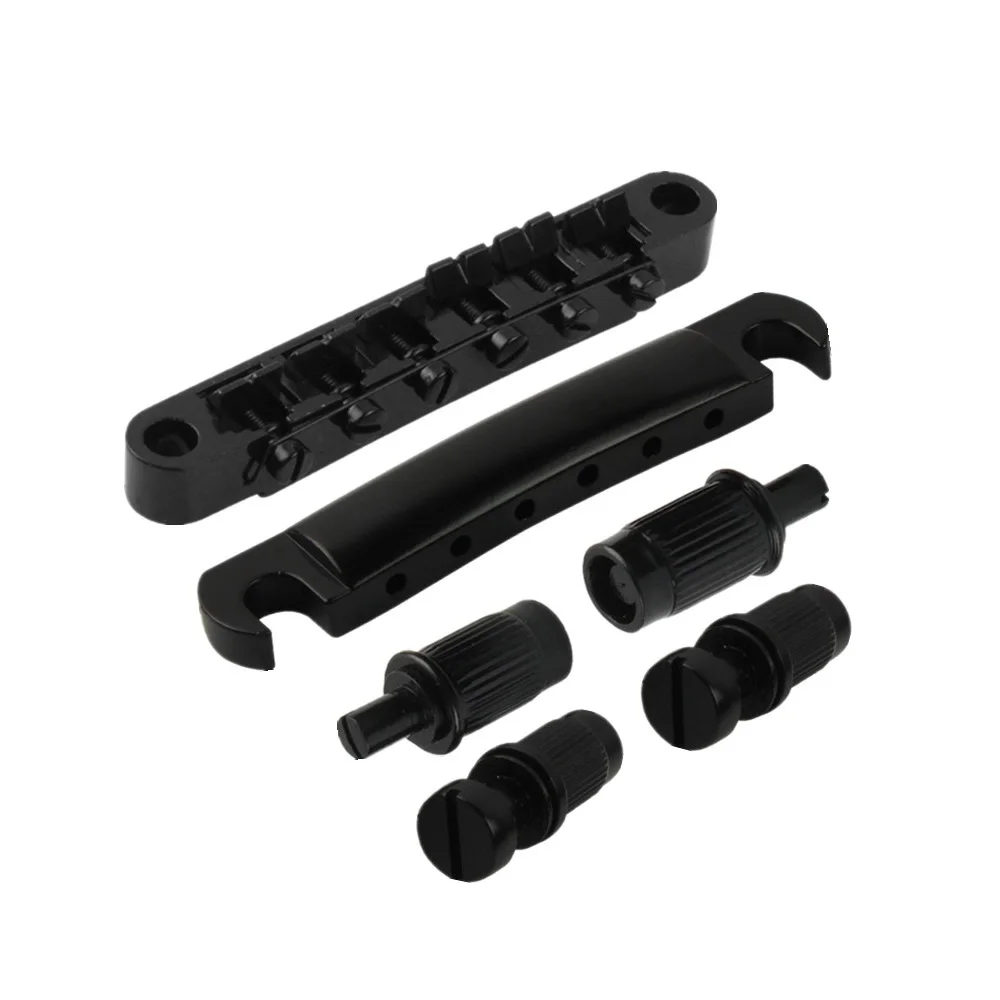 FLEOR Vintage LP Electric Guitar Bridge Stop Tailpiece Set for LP SG Guitar, Black/Chrome Option