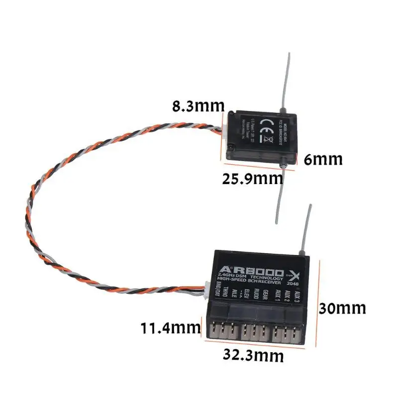 DSMX Receiver Spektrum  AR8000 8CH DSM2 2.4Ghz Receptor W Remote Extension Satellite SPM DX8 DX9 DX18 JR X8D Transmitter