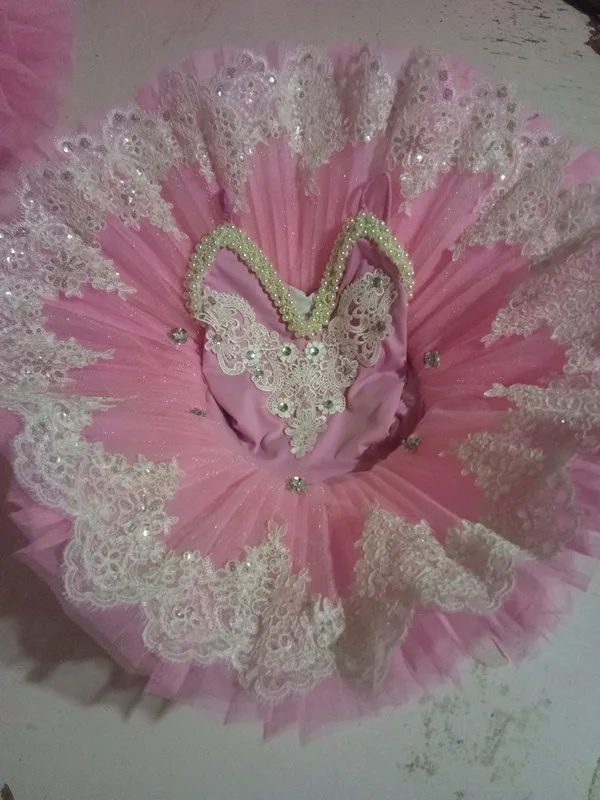 Tutu de ballet professionnel pour enfants, blanc/rose, costume de danse pour filles, 2018