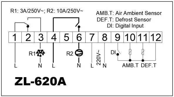 Lilytech-controlador de temperatura de termostato, controlador de temperatura de almacenamiento en frío digital, 10A, ZL-620A