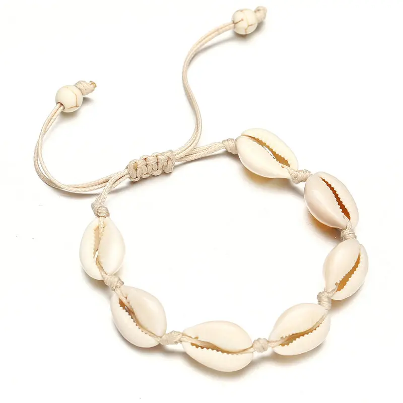 Summer Handmade Adjustable Shell Bracelets for Women Fashion Casual Bracelets Sea Shells Vintage Woven Bracelet Beach Jewelry