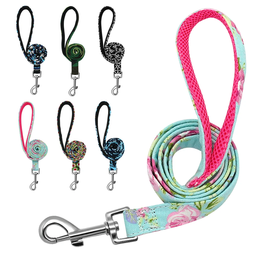 Laisse en nylon imprimé pour petit et moyen chien, accessoire doux et respirant de 120cm adapté au chiot, chat, chihuahua