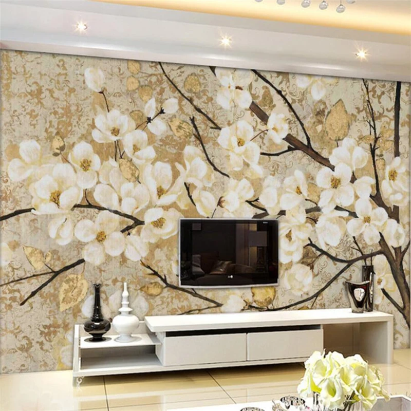 

wellyu Custom wallpaper 3D peach oil painting flower living room bedroom TV background wall murals papel de parede 3d wallpaper