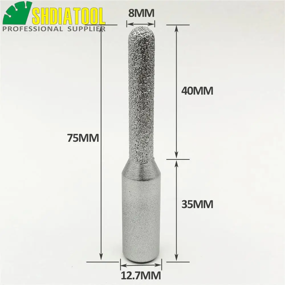 SHDIATOOL No.3 Diameter 8mm Vacuum Brazed Diamond Router Bits With 1/2" Shank For Granite Marble Router Cutter Stone Edge profie