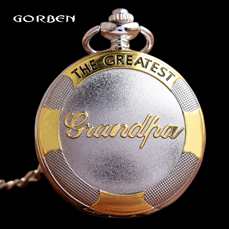 Luxury Silver Gold quartz pocket watch Grandpa Pocket Fob Watches with Chain for men Grandfather Xmas Gifts Relogio De Bolso