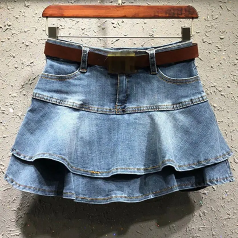 

summer Cake Denim Skirt Women Skirts Fashion Elastic Jeans Skirt Hot Women Denim Mini Skirts