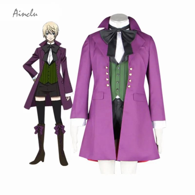 

Ainclu New Free Shipping Product Black Butler Arnold Trancy Anime Cosplay Costume Deep Purple For Halloween Christmas For Kids