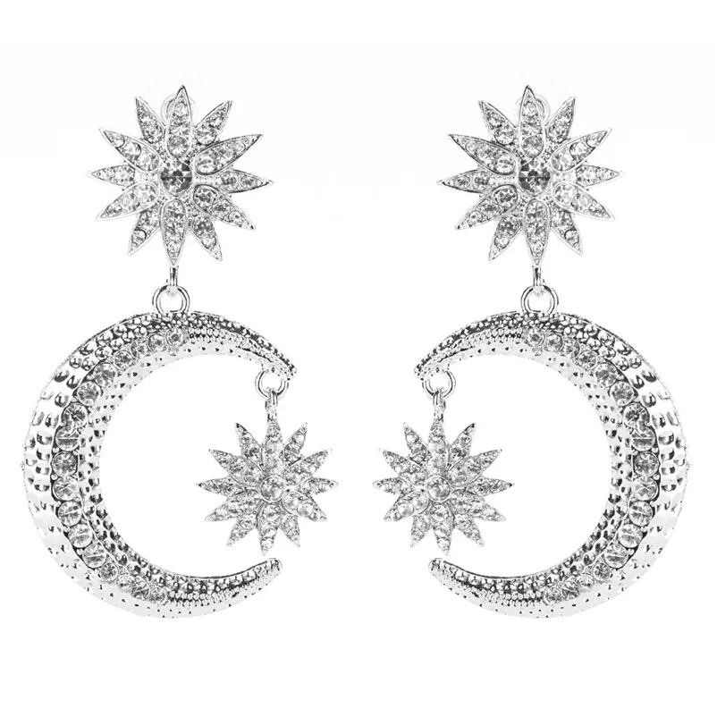 Trending Jewelry 2026 New Gold Color Moon Statement Stud Earring For Woman Fashion Crysatl Big Earrings Female Accessories SALES
