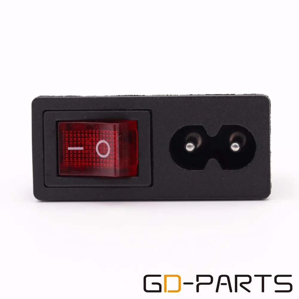 Prise électrique avec interrupteur à bascule marche/arrêt, prise de courant AC, prise de connecteur, IEC320, C8, AC 250V, 2,5 A, CCC, CE, 1PC