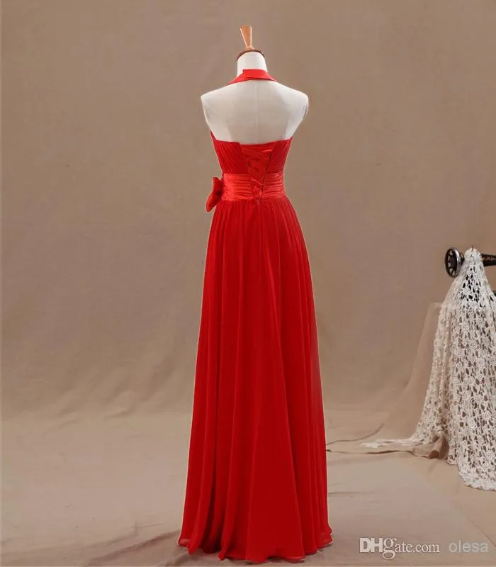 New Arrival Long Red Bridesmaid Dresses Chiffon A-Line Mismatch Bridesmaid Robes Vestido Plus size Bridesmaid Party Dresses 2018