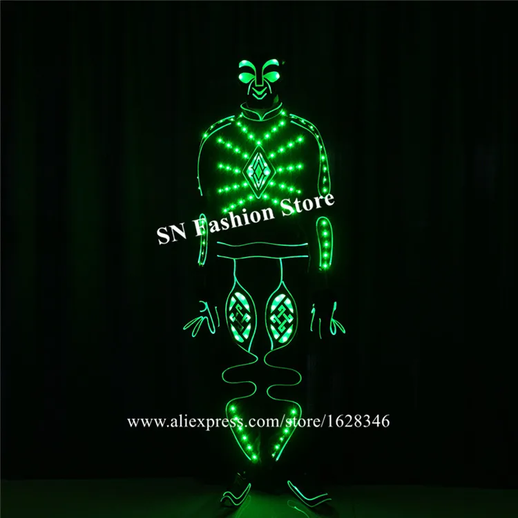 TC-217 Programmable led robot men suit full color dance costumes colorful dj wears show clothe RGB light outfits armor dress bar