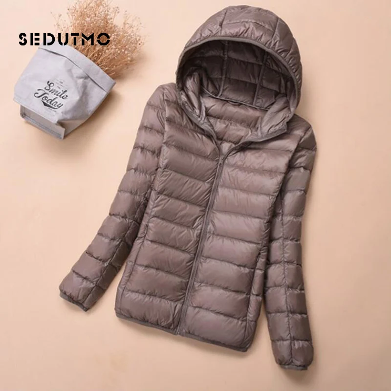 SEDUTMO – veste en duvet de canard Ultra légère pour femme, manteau court à capuche, bouffante, parka de printemps, ED658