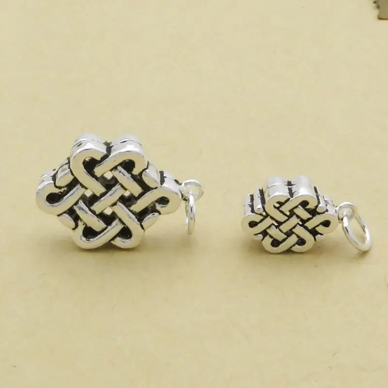 100% 925 Silver Tibetan Endless Knot Charm Vintage Silver Lucky Knot Bracelet Charm DIY Jewelry Charm Jewelry Findings