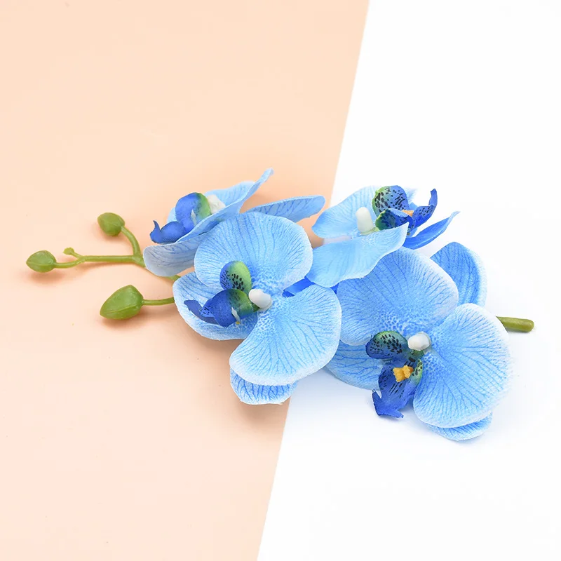 4 Stück Blumen plus 1 Stiel künstliche Blumen Heimdekoration Diy Zubehör dekorative Blumen Kranz Seide Schmetterling Orchidee Vase – Detail 22