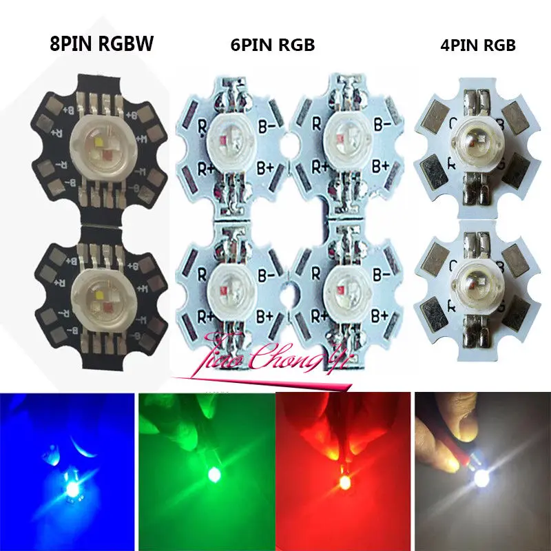 

10PCS 3X1W 3X3W RGB RGBW Epiles High Power LED Diode 4pin 6pin 8pin with 20mm star