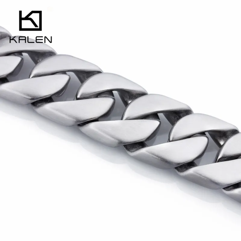 KALEN Heavy Chunky Cuban Link Chain Bracelet Jewelry High Quality Stainless Steel Brushed Matte Bracelet Men Accessories 2020