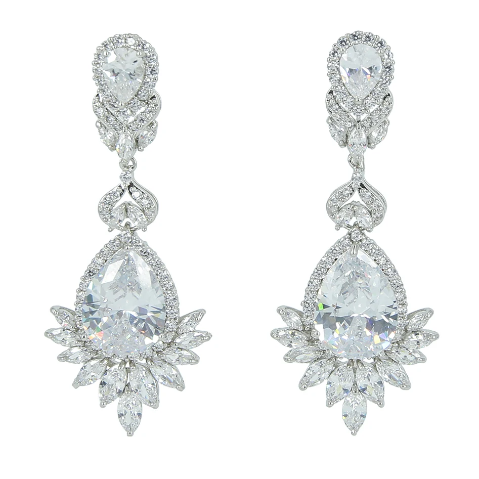 

Full CZ Cubic Zirconia Round Drop Dangle Earring Women Earrings Bridal Wedding Jewelry CE10046