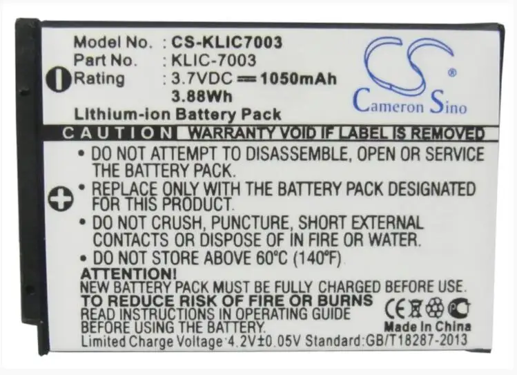 Cameron Sino 1050mAh battery for KODAK EasyShare M380 M381 V1003 V803 Z950 KLIC-7003 Camera Battery