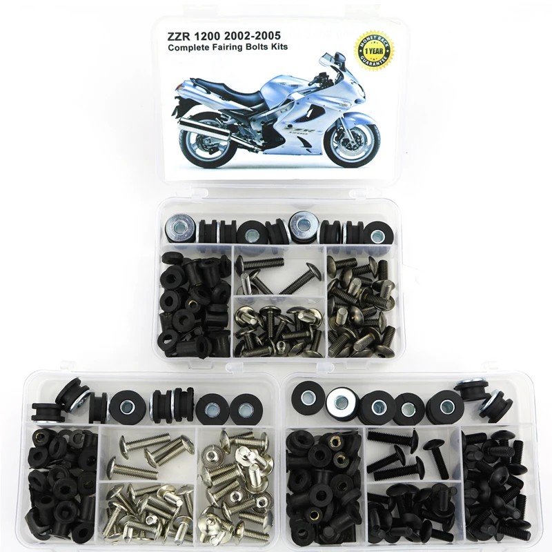 

Fit For Kawasaki ZZR 1200 2002-2005 Complete Full Fairing Kit Covering Bolts Kit Steel Clips Screws