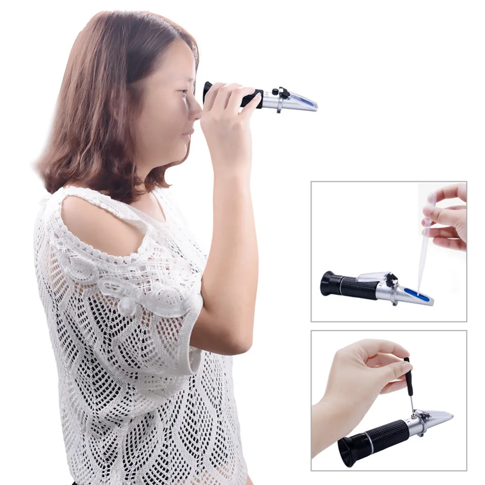 New Handd 0~32%Brix 1.000-1.120 Beer Wort Refractometer Double Scale SG Gravity Refractometer with Plastic Box