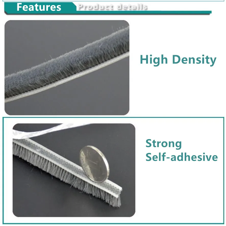 Flexible Self Adhesive Sealing Strips,  Door Draught Excluder Brush Window Weather Strips