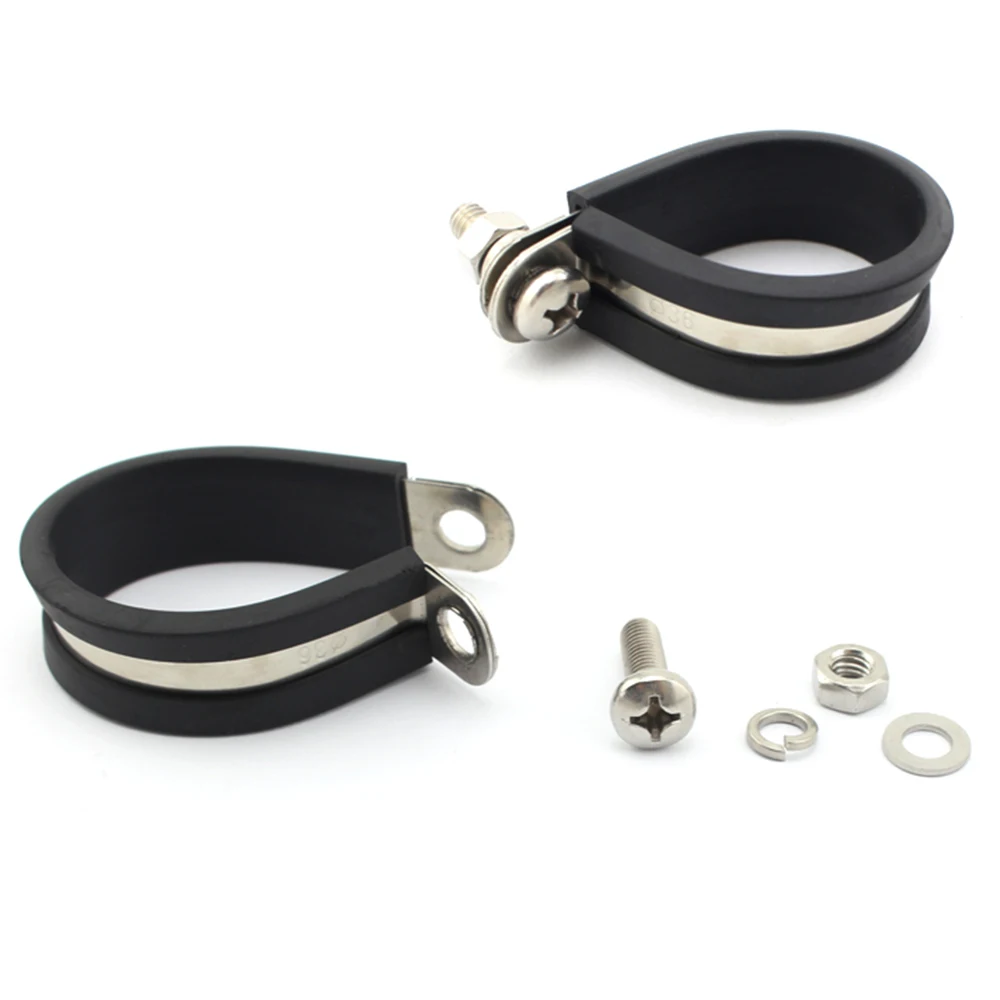 10pcs Rubber Cushioned Stainless Steel hose clamp Cable Clamp/Tube Holder for Tube/Pipe or Wire Cord Installation/Metal Clamp