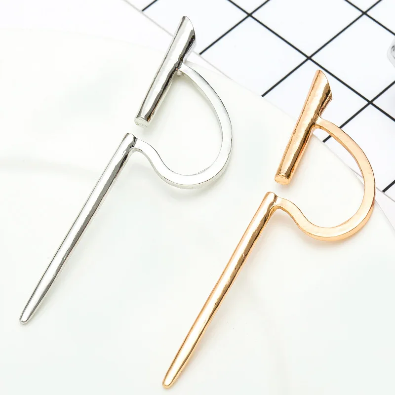 Long Stick Opening Ear Cuff Metallic Silver Plated Golden Clip Earrings for Women