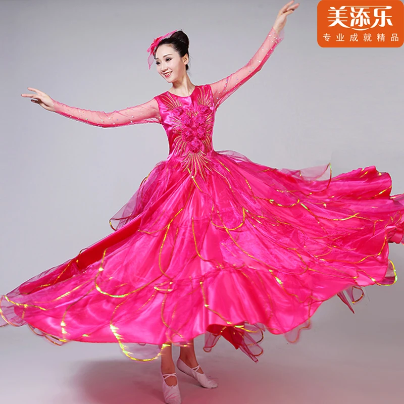 Spanish Flamenco Full-skirts 2019 New Opening Dance Big Pendulum Dress Adult Women Modern Dancing Stage Performance Costume H541