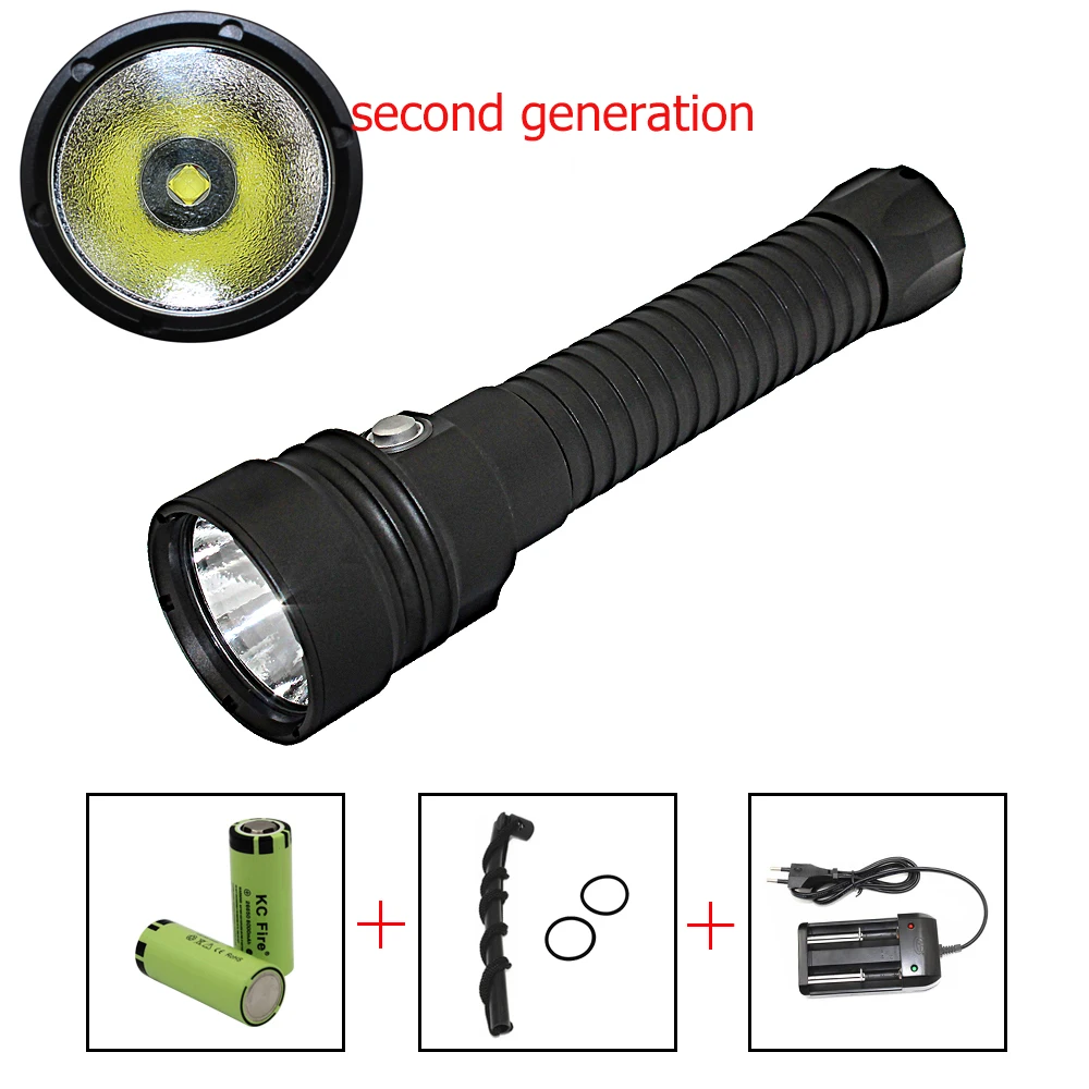 

Uranusfire Diving Flashlight XHP70 Flashlight 4000 Lumens White Light 26650 Battery Charger Second Generation White