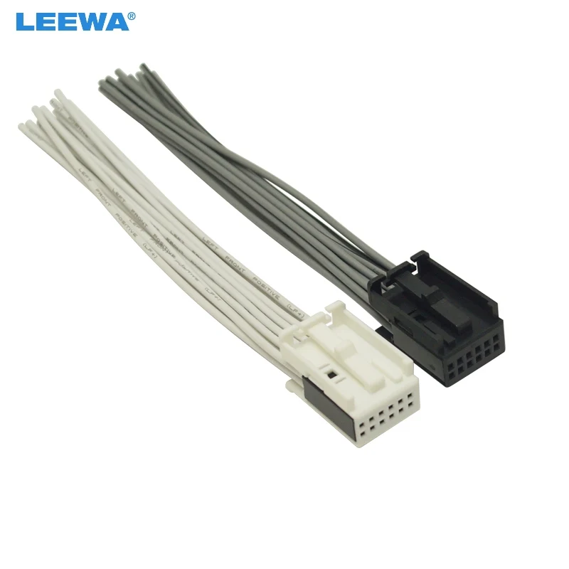 LEEWA Car Radio AUX Wire Harness Adapter White/Black Full 12-Pin Connector For Ford/BMW/VW/Peugeot/Opel Radio Stereo#5686