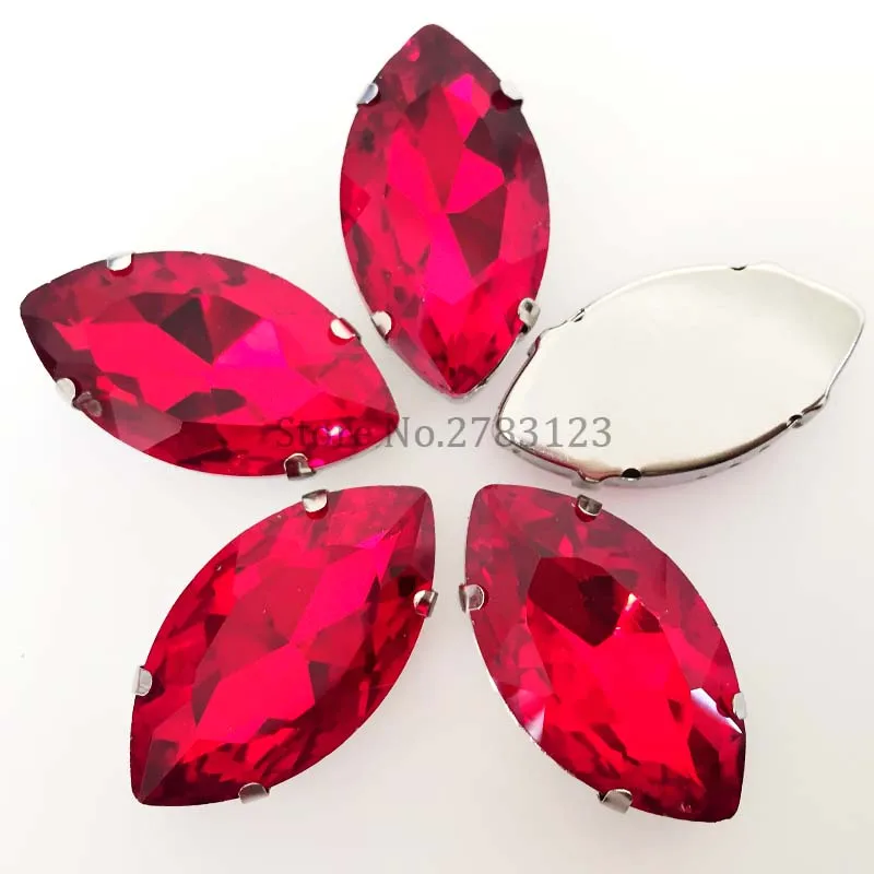 All size red color AAA Glass Crystal Hand sewing on stones,Silver bottom rhinestones DIY for Dress