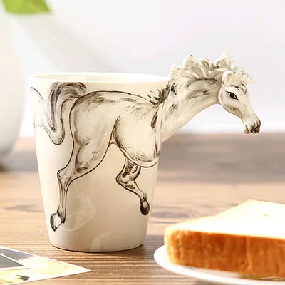 Creative gift love3D animal shape ceramic coffee milk tea mug hand painted caneca Giraffe Cow Monkey Dog Cat Camel Elephant cup