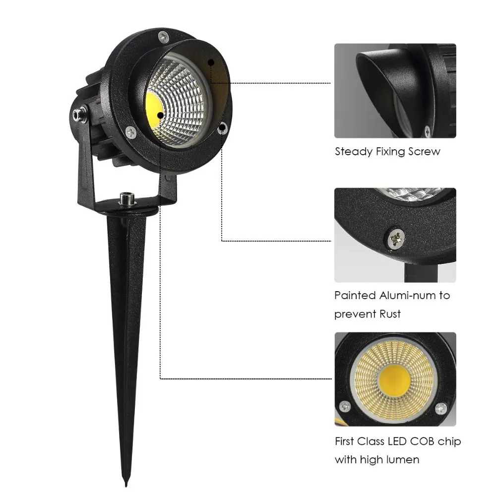 New Style COB Garden Lawn Lamp 220V 110V 12V Outdoor LED Spike Light 3W 5W 7W 9W 12W Path Landscape Waterproof Spot Bulbs