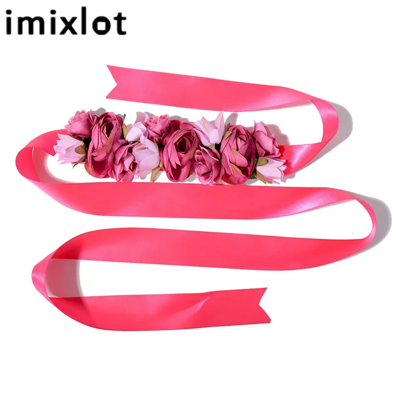 IMIXLOT Charm Elegant Flowers Belt for Women Girls Wedding Party Waistband Fabric Elastic Belt Accessories