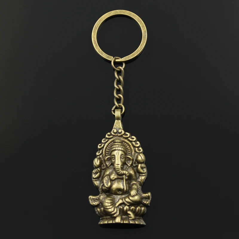 New Fashion Keychain 62x32mm Ganesha Buddha Elephant Pendants DIY Men Jewelry Car Key Chain Ring Holder Souvenir For Gift