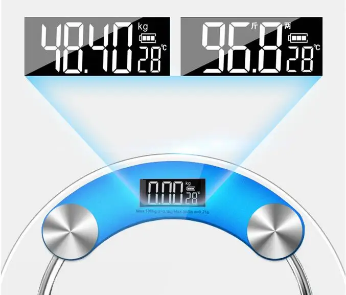 New Arrival 180kg diameter 28cm Home Bathroom Health Digital Electronic Glass LCD Weighing Body Scale