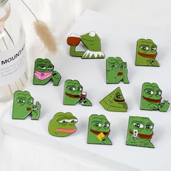 Pepe the Frog Meme Enamel Pins Shooting Pyramid Thinking Drinking Funny 11 Styles Animal Brooch Badge Jewelry Gifts for Friends