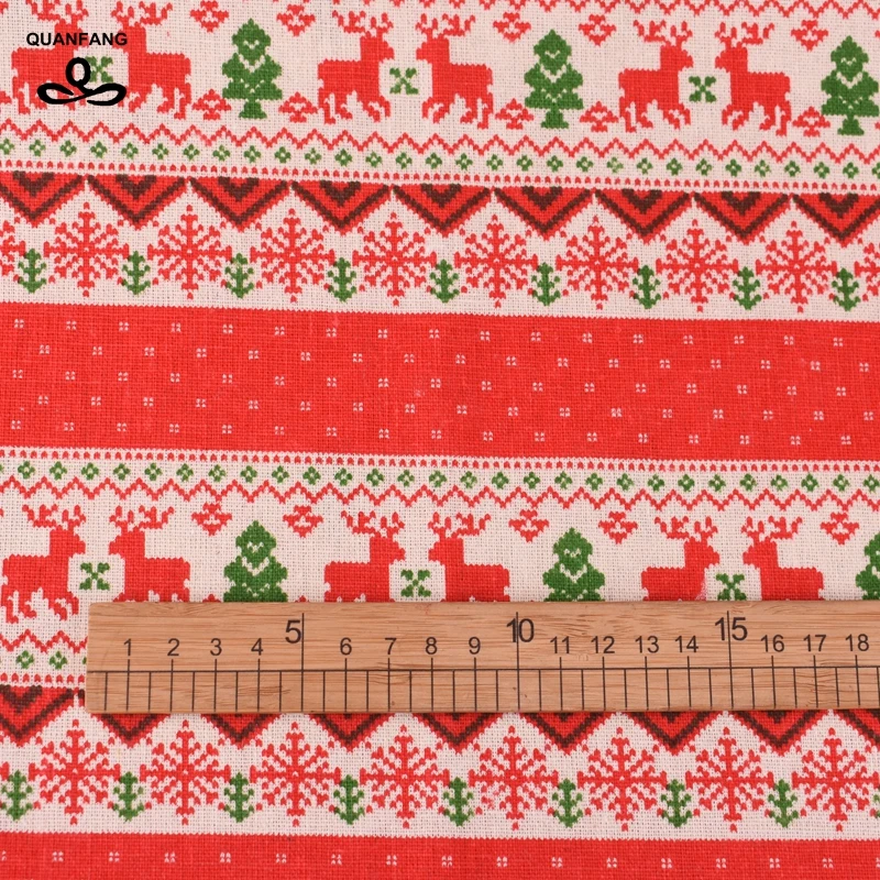 QUANFANG 5 pz/lotto Serie Di Natale Stampato In Cotone E Lino Tessuto Per Patchwork e FAI DA TE, Quilting, Cucito, Divano, borsa tavolo, Tenda,