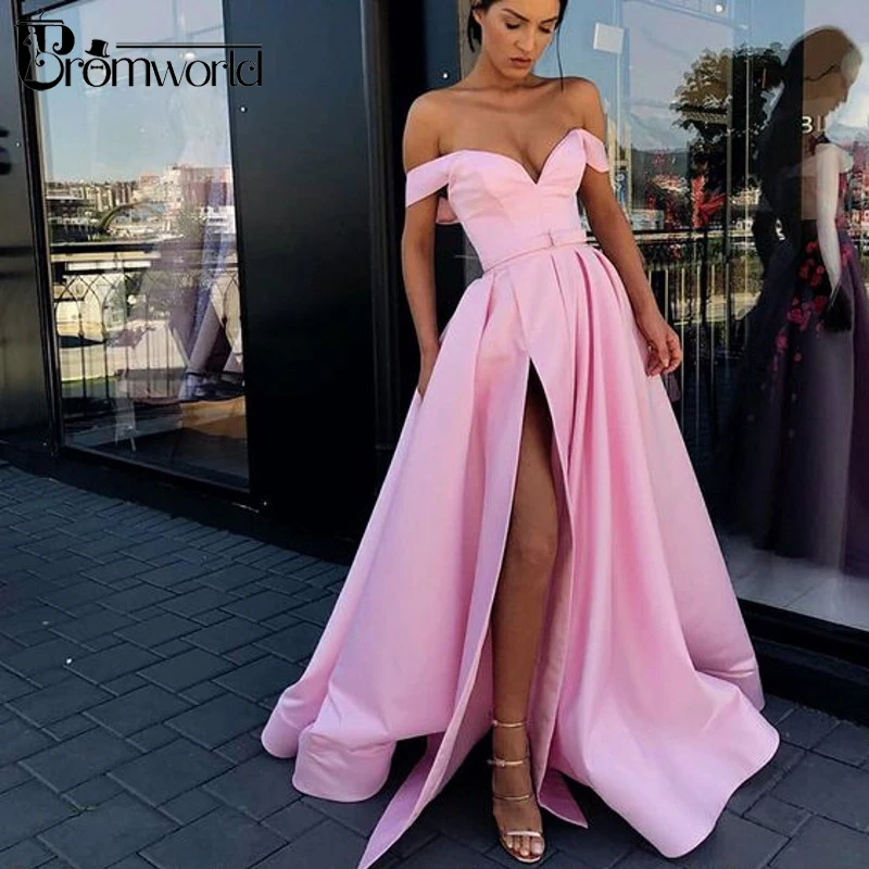 Abiti da ballo rossi 2024 Off the Shoulder abito da ballo lungo con spacco alto con tasche vestidos de fiesta largos elegantes de gala