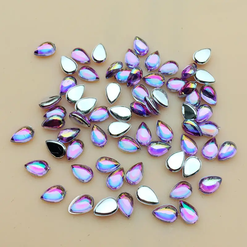 4*6mm 200pcs AB Crystal Flat Back Water drop Rhinestones Resin Gems Glue Beads Non Sewing Crystal Stones for Crafts -A564