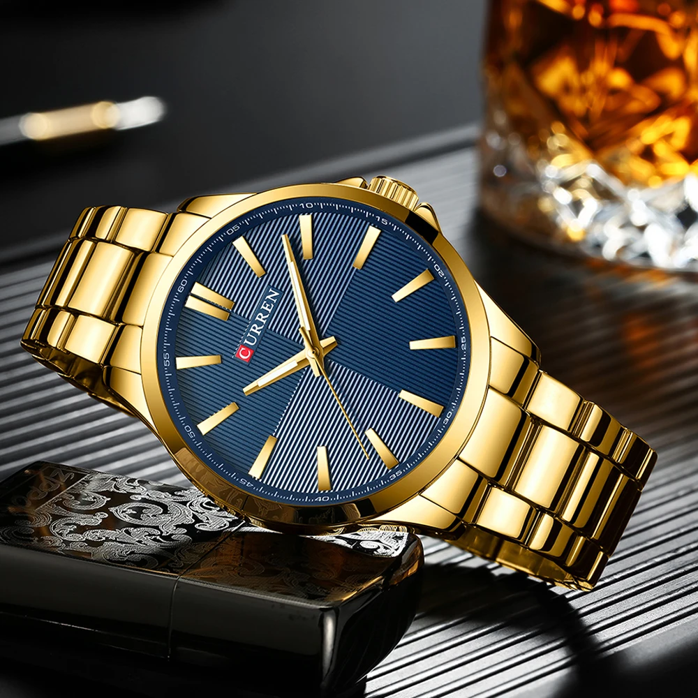 Men Watches Luxury Brand Gold Stainless Steel Band CURREN Luxury Quartz Watch Mens Waterproof Business Man Relogio Masculino