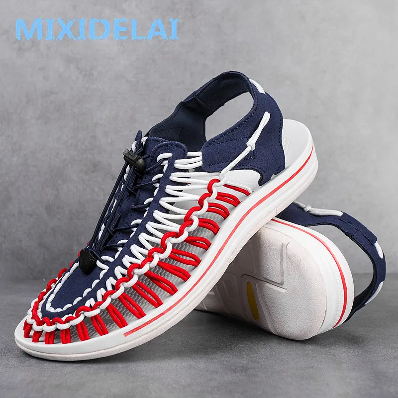 MIXIDELAI Summer Big Size 47 Men Sandals Fashion Handmade Weaving Design Breathable Casual Beach Shoes Outdoor Sandals For Men