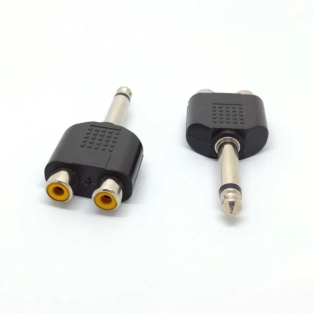 

New 1/4" 6.35mm Mono Male To 2RCA Female Adapter Cable Adaptor Converter NEW