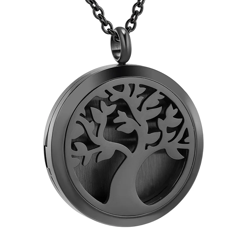 4 Colors Classics Tree Of Life Aromatherapy Essential Oil Diffuser Locket Stainless Steel Women Men Fragrance Necklace 30mm