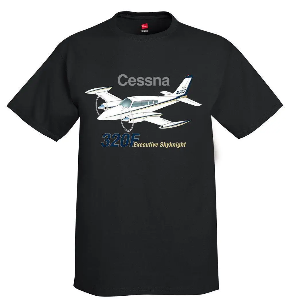 100% Cotton Print Mens Summer O-Neck Cessna 320F Airplane T-Shirt - Personalized Tee Shirt