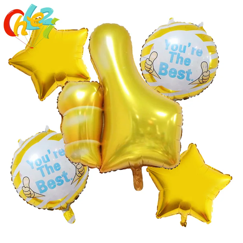 5 pcs You're The Best Thumb Up Gesture Foil Balloons Recognize Encourage Refuel Balloon Kids Birthday Party Decoration Globos