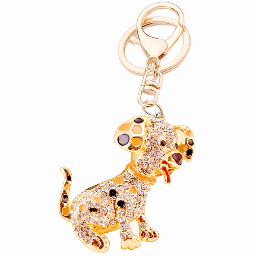 

Брелок для ключей Женский, брелок из сплава с подвеской в виде милой собаки с кристаллами, креативная бижутерия в подарок, R161