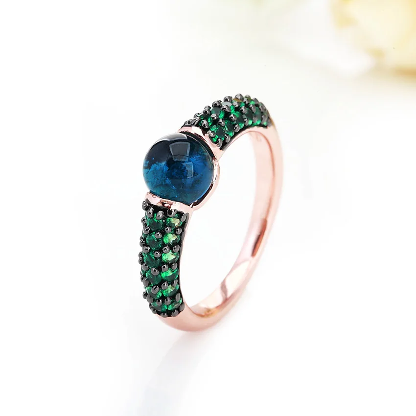 

Black And Rose Gold With Green Zircon Fashion Crystal Ring Gift 15 Colors