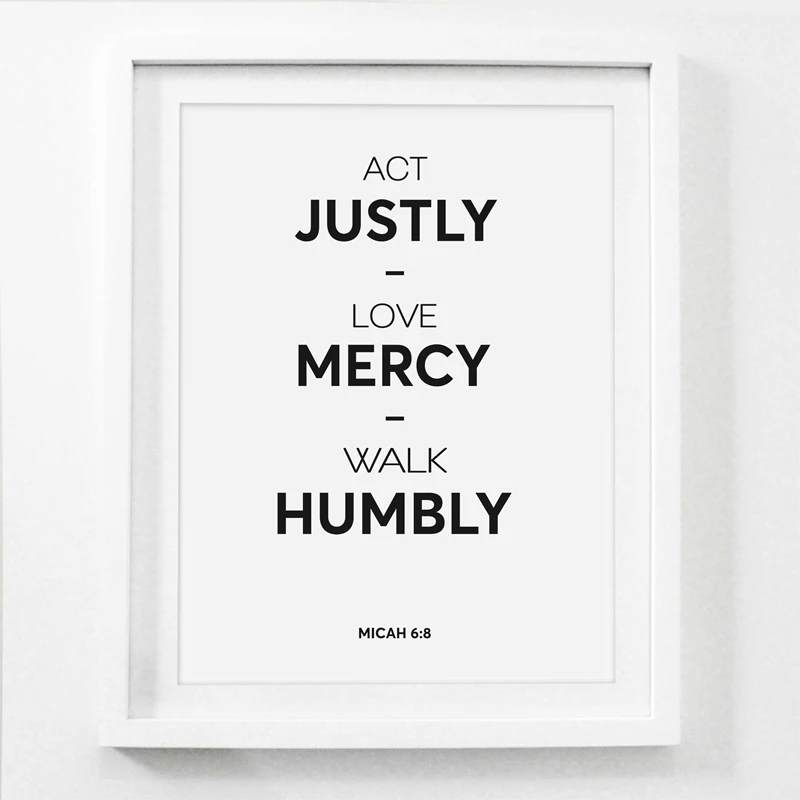 Bible Verse Quote Canvas Print Wall Art , Love, Mercy Christian Scripture Print Black and White Poster Bible Verse Wall Decor