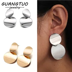 Big Brand Geometric Round Glossy Face Drop Earrings For Women Girls Fashion Ear Jewelry Cute Dangle Brincos American European